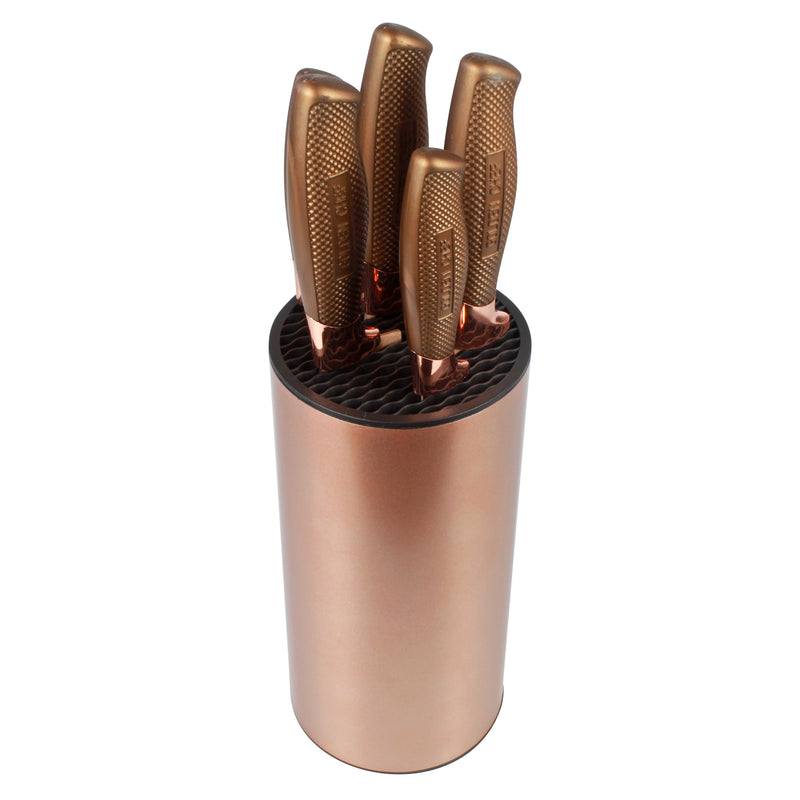 Conjunto de Facas com Cepo 6 Peças Golden Chef Rose Gold Haüskraft