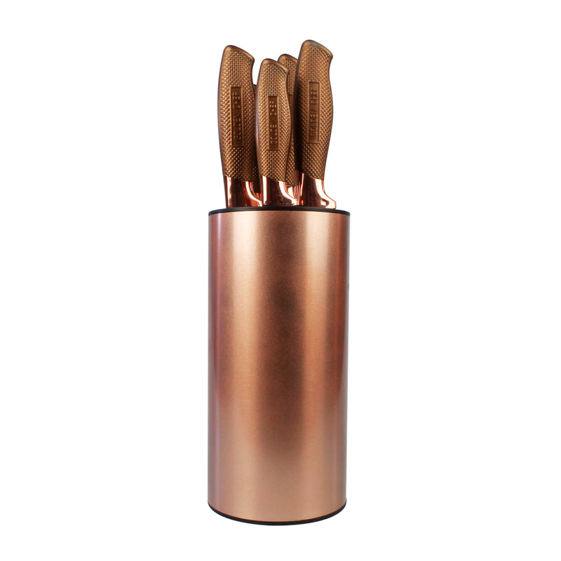 Conjunto de Facas com Cepo 6 Peças Golden Chef Rose Gold Haüskraft