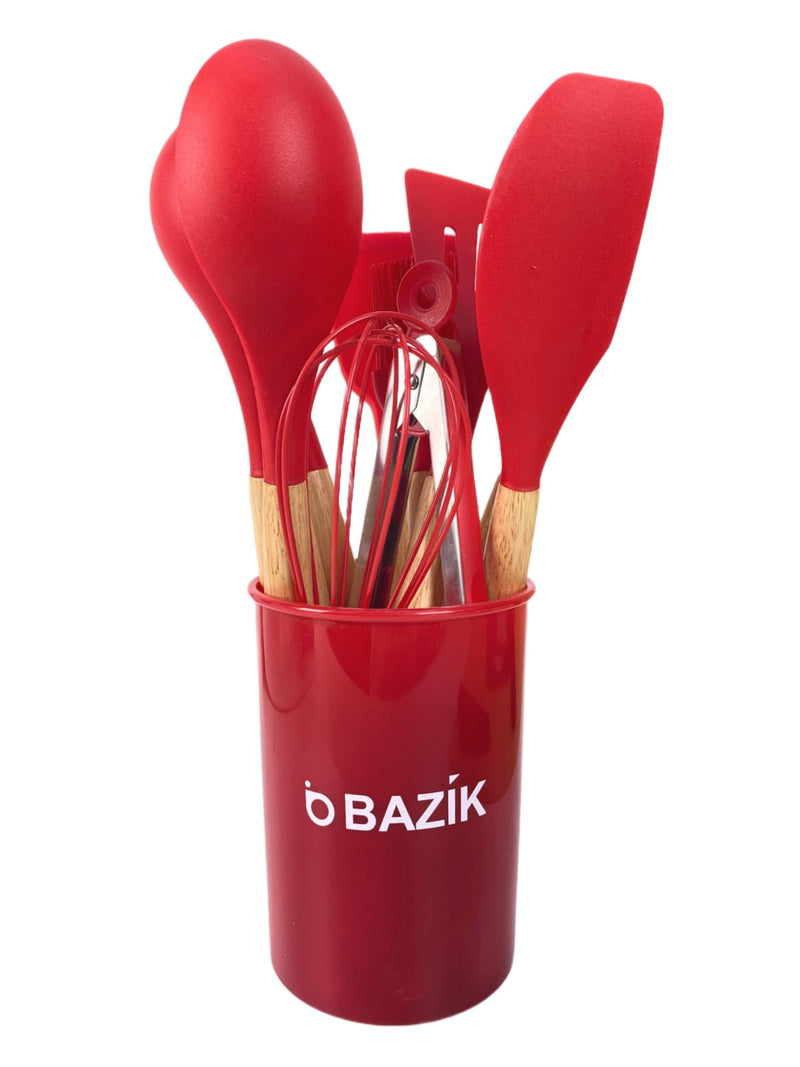 Conjunto 12 Peças Utensílios de Cozinha em Silicone com Suporte Bazik