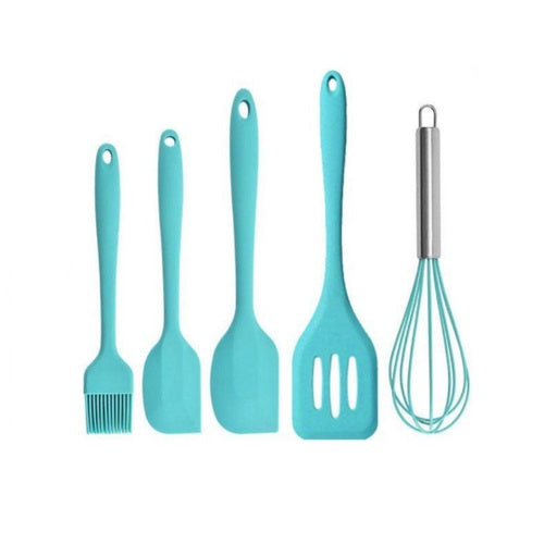 Kit Utensílios de Silicone para Cozinha 5 Peças Azul