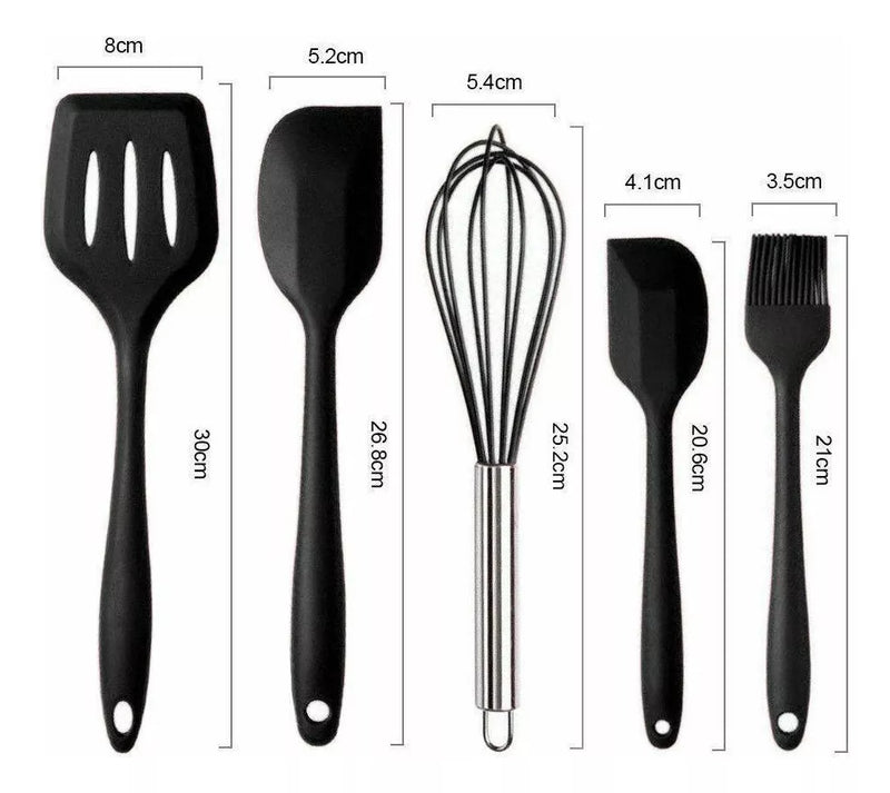 Kit Utensílios de Silicone para Cozinha 5 Peças Rosa