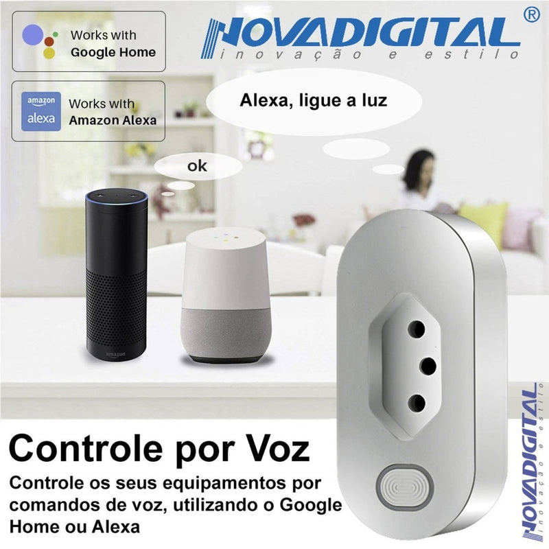 Tomada Inteligente Nova Digital WIFI Smart Home 16A com Moni