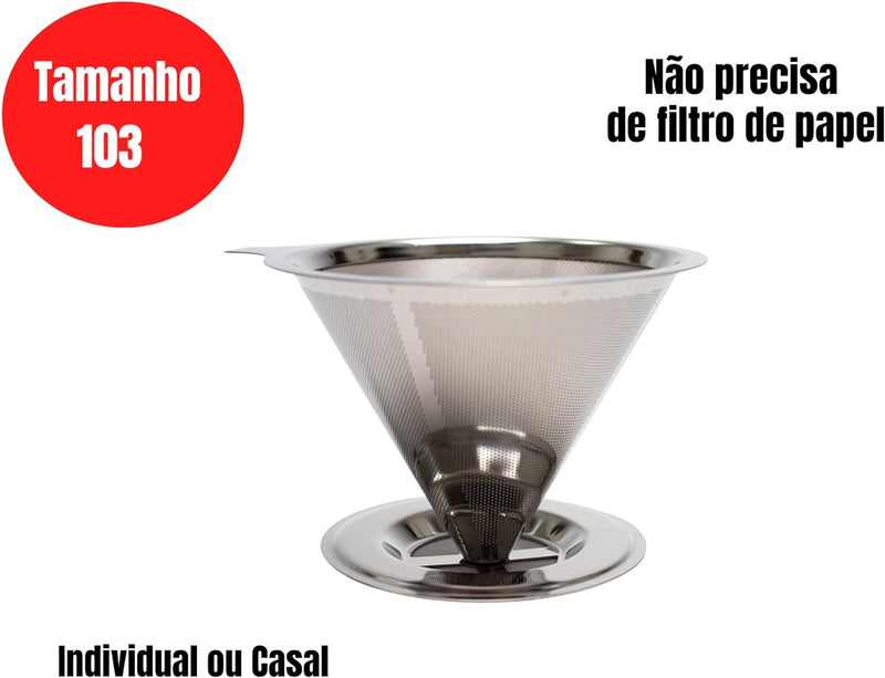 Coador de Café Inox Grande Lavável Reutilizável SEM Filtro